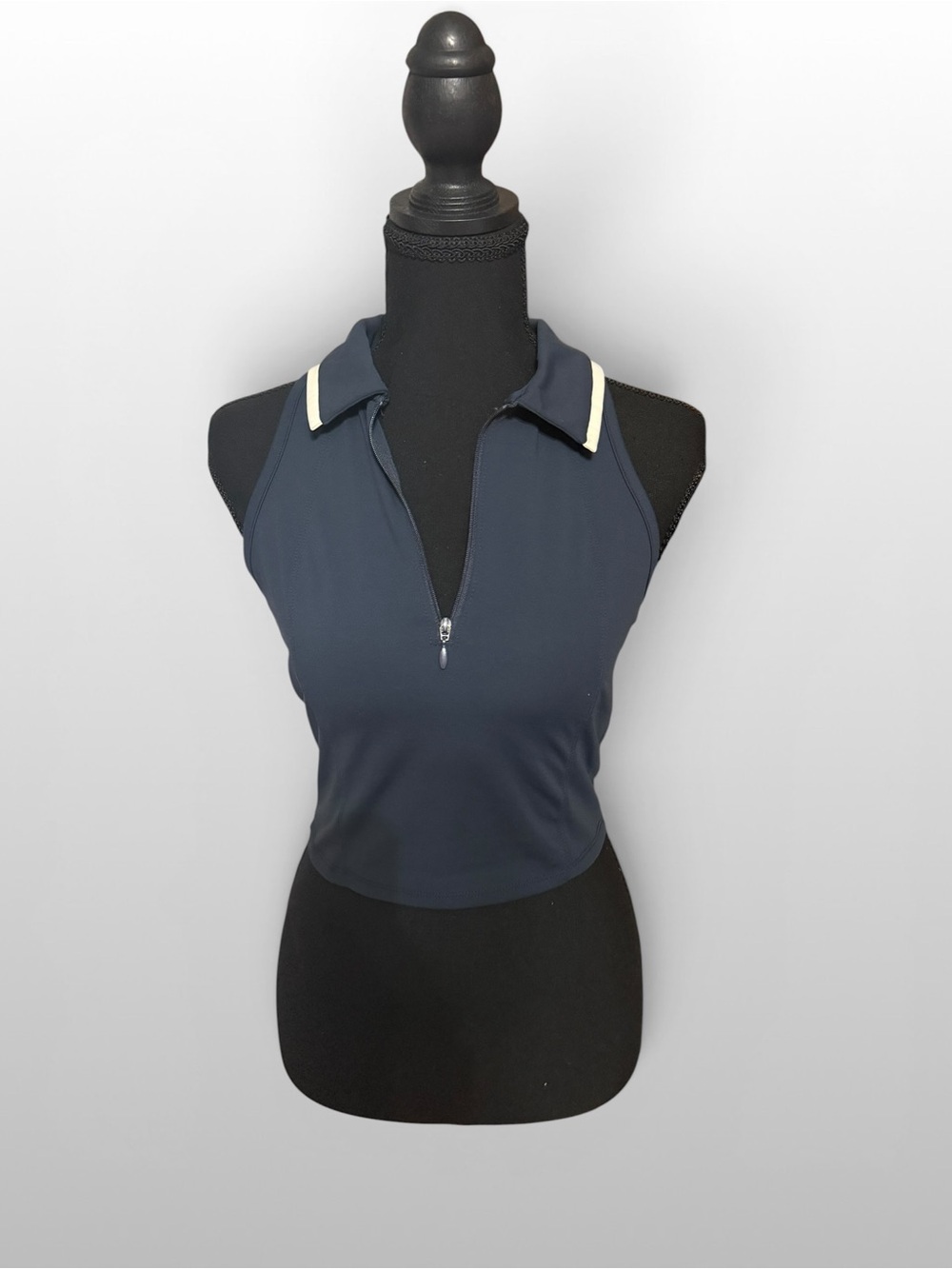 Old Navy Powersoft Go-Dry Golf Tank Navy Collared Zip Top S